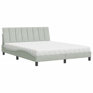 vidaXL Cama con colch&oacute;n Hanko terciopelo gris claro 160x200 cm