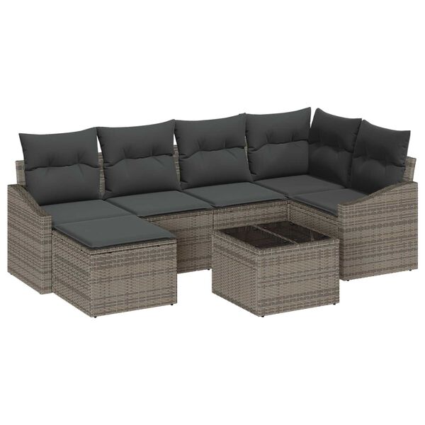 vidaXL Conjunto de Comedor de Jard&iacute;n con coj&iacute;n 7 pcs Gris Claro