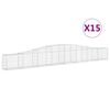 vidaXL Cestas de gaviones 15 uds forma de arco hierro 400x30x40/60 cm