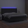vidaXL Cama box spring colch&oacute;n y LED cuero sint&eacute;tico negro 200x200 cm