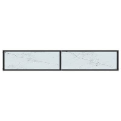 vidaXL Mesa consola vidrio templado mármol blanco 200x35x75,5 cm