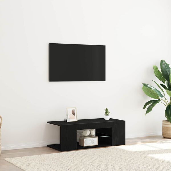 vidaXL Mueble de TV Roble Negro 90 x 39 x 30 cm Madera de ingenier&iacute;a