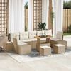 vidaXL Conjunto de sofá de jardín con cojín 10 pcs Beige Poliratán