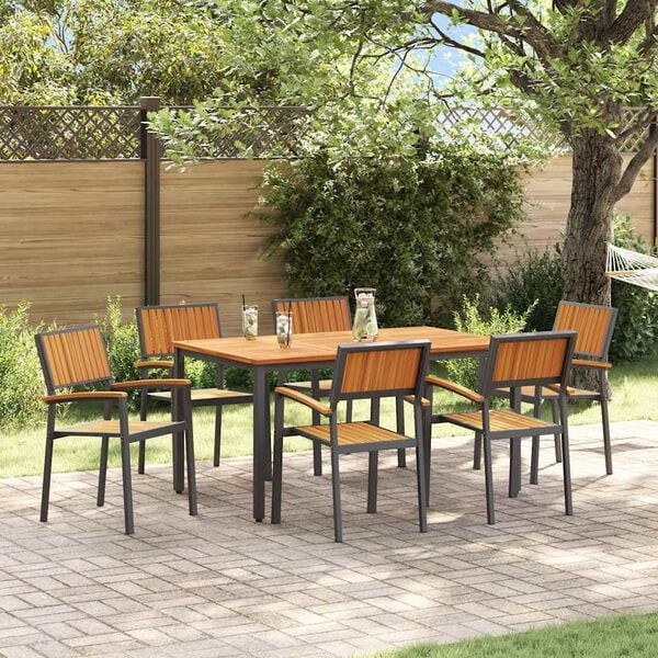 vidaXL Conjunto de Comedor de Jard&iacute;n 7 pcs Negro