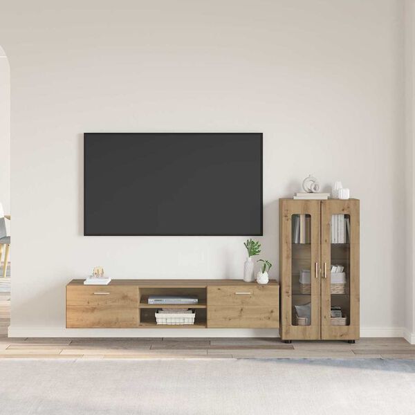 vidaXL Conjunto de mueble de TV con caj&oacute;n FLORIN Roble artesanal