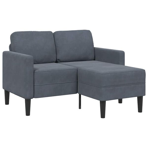 vidaXL Sof&aacute; de 2 plazas con chaise longue en forma L gris oscuro 125cm