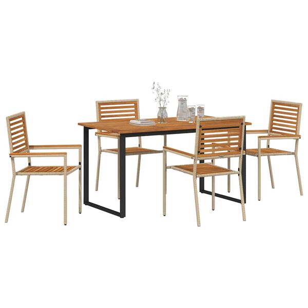 vidaXL Conjunto de Comedor de Jard&iacute;n 5 pcs Beige