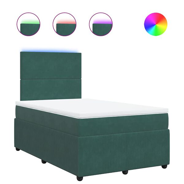 vidaXL Cama box spring con colch&oacute;n terciopelo verde oscuro 120x200 cm