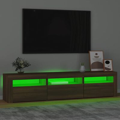 vidaXL Mueble de TV con luces LED color marrón roble 180x35x40 cm