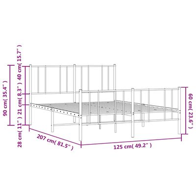 vidaXL Estructura cama metal con cabecero y estribo blanco 120x200 cm