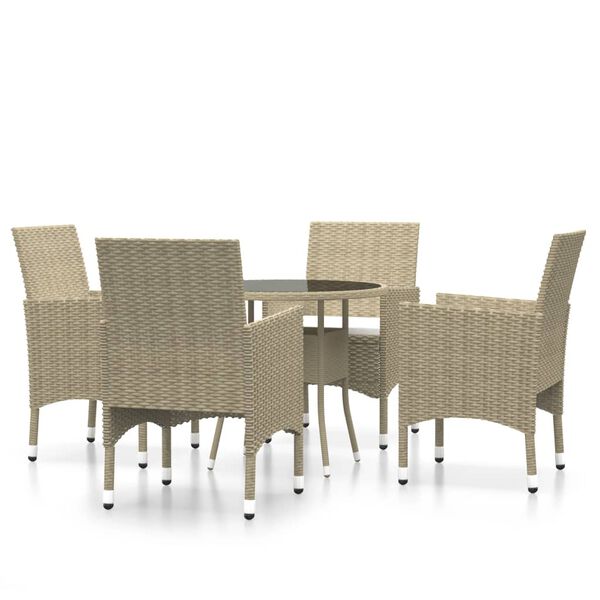 vidaXL Juego de comedor para jard&iacute;n de 5 piezas rat&aacute;n sint&eacute;tico beige