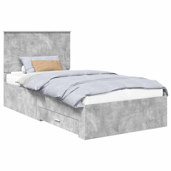 vidaXL Estructura de cama con cabecera Gris Concreto 100 x 200 cm