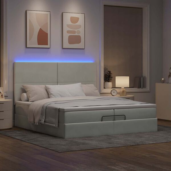 vidaXL Estructura cama otomana colchones terciopelo gris claro