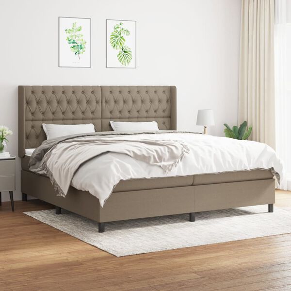 vidaXL Cama box spring con colch&oacute;n tela gris taupe 200x200 cm