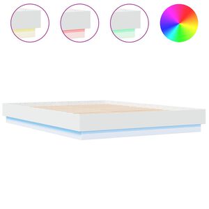 vidaXL Estructura de cama con luces LED blanco 150x200 cm