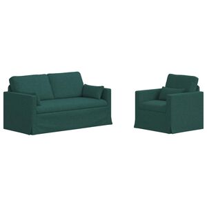 vidaXL Juego de Sof&aacute; 2 pcs Verde oscuro 158 x 78 x 80 cm tela
