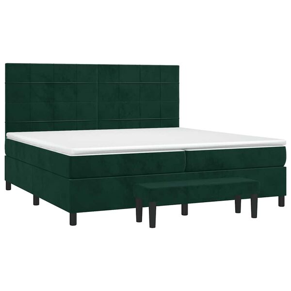 vidaXL Cama box spring con colch&oacute;n terciopelo verde oscuro 200x200 cm