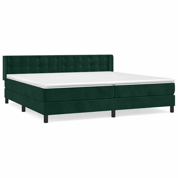 vidaXL Cama box spring con colch&oacute;n terciopelo verde oscuro 200x200 cm
