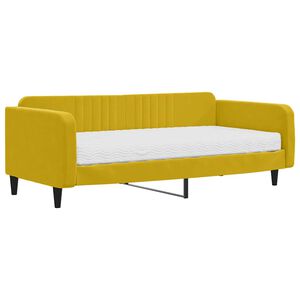 vidaXL Sof&aacute; cama con colch&oacute;n terciopelo amarillo 100x200 cm