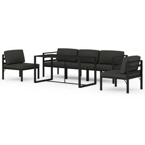 vidaXL Set muebles de jard&iacute;n 6 pzas y cojines aluminio gris antracita