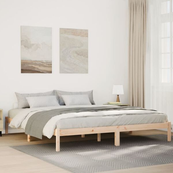 vidaXL Cama extralarga sin colch&oacute;n madera maciza de pino 180x210 cm