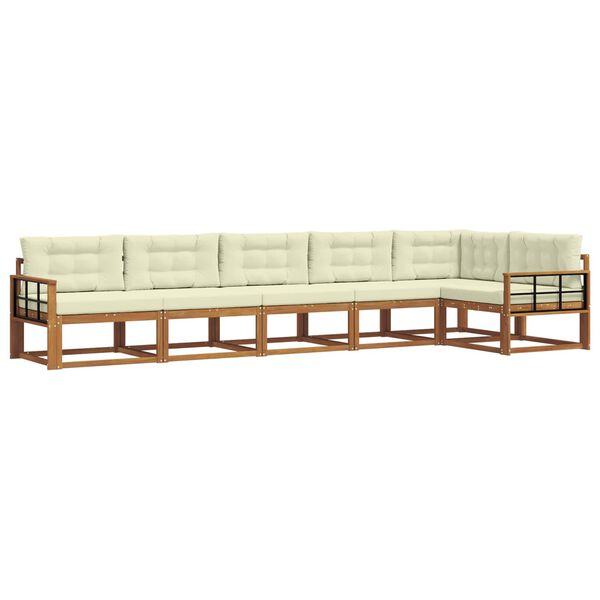 vidaXL Conjunto de sof&aacute;s de exterior con coj&iacute;n 6 pcs Natural y Crema