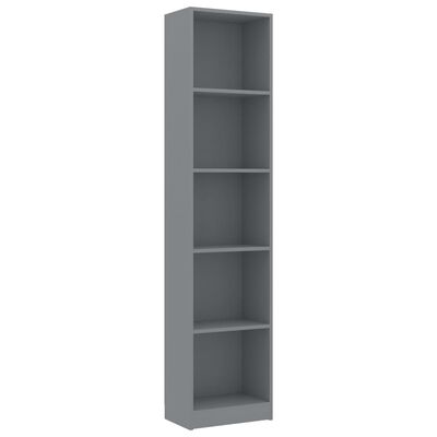vidaXL Estantería librería 5 niveles de aglomerado gris 40x24x175 cm