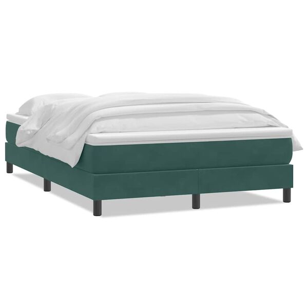 vidaXL Cama box spring con colchón terciopelo verde oscuro 140x210 cm