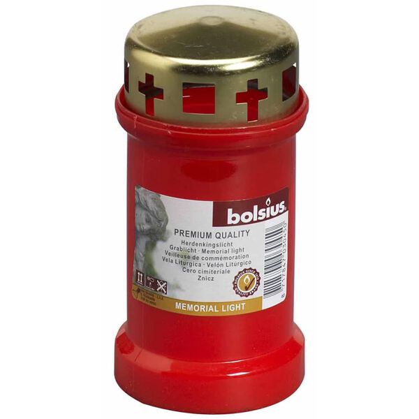 Bolsius Velas conmemorativas con tapa No 3 12 uds rojo