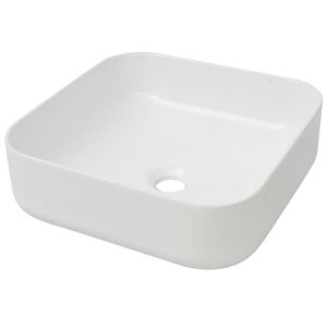 vidaXL Lavabo cuadrado de cer&aacute;mica blanco 39x39x13,5 cm