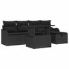vidaXL Conjunto de sof&aacute; de jard&iacute;n 6 uds. Negro rat&aacute;n sint&eacute;tico