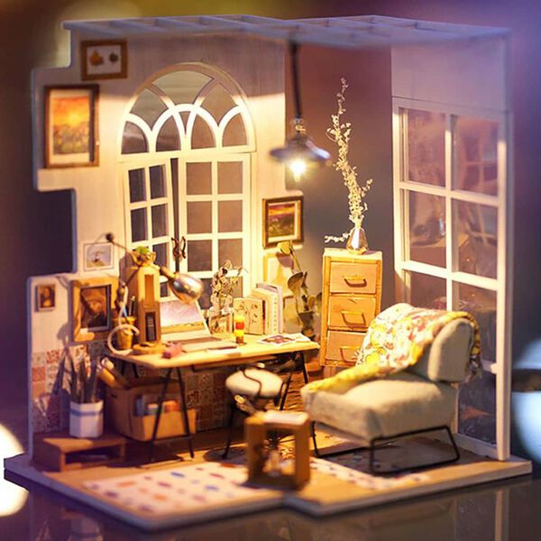 Robotime Kit de DIY en miniatura SOHO Time con luz LED