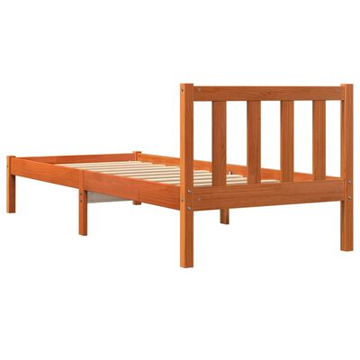 vidaXL Estructura de cama madera maciza pino marrón cera 100x200 cm