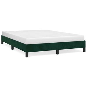 vidaXL Estructura cama sin colch&oacute;n terciopelo verde oscuro 140x200 cm