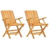 vidaXL Sillas plegables (2 unidades) 61x67x90 cm, madera maciza de teca.