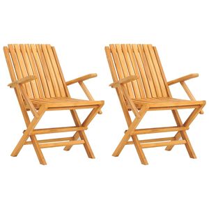 vidaXL Sillas plegables (2 unidades) 61x67x90 cm, madera maciza de teca.