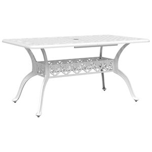 vidaXL Mesa de jard&iacute;n aluminio fundido blanco 150x90x72 cm