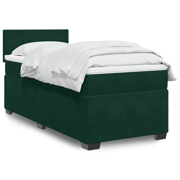 vidaXL Cama box spring con colch&oacute;n terciopelo verde oscuro 100x200 cm