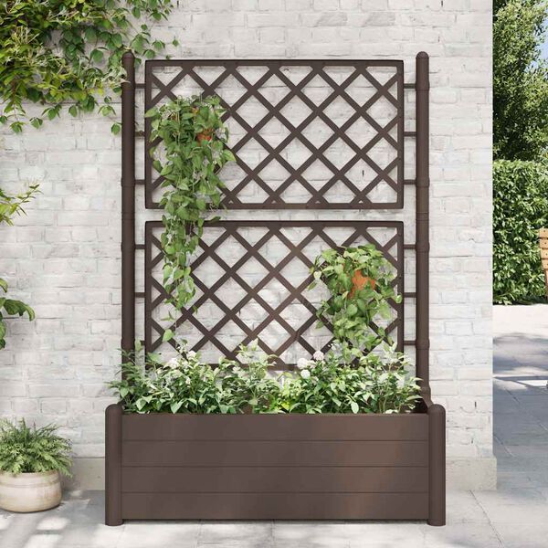 vidaXL Jardinera con enrejado PP moca 100x43x142 cm