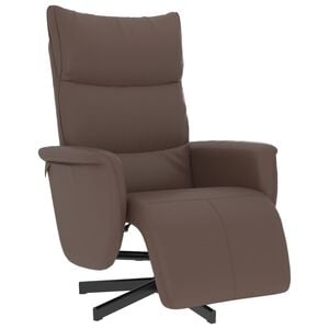 vidaXL Sill&oacute;n reclinable con reposapi&eacute;s cuero sint&eacute;tico marr&oacute;n