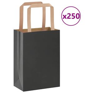 vidaXL Bolsas de papel con asas 250 uds negra 15x8x21 cm