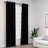 vidaXL Cortinas opacas con ojales look de lino 2 pzas negro 140x245 cm