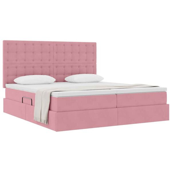 vidaXL Cama con almacenamiento Rosa 180 x 200 cm Terciopelo