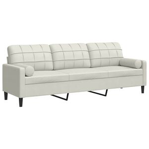vidaXL Sof&aacute; de 3 plazas con cojines terciopelo color crema 210 cm