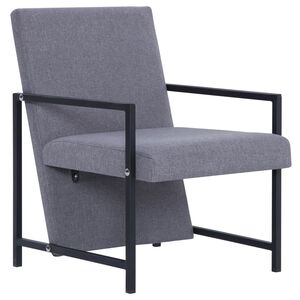 vidaXL Sill&oacute;n con patas cromadas de tela gris claro