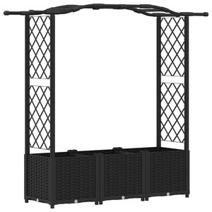 vidaXL Cama elevada con trellis y techo Negro 164 x 40 x 138 cm PP