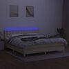 vidaXL Cama box spring con colch&oacute;n y LED tela crema 160x200 cm