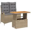 vidaXL Set comedor de jard&iacute;n 2 pzas con cojines rat&aacute;n sint&eacute;tico beige