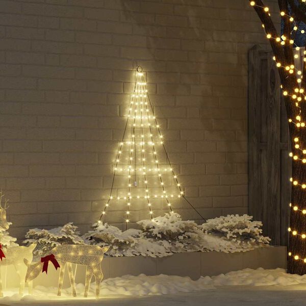 vidaXL &Aacute;rbol de Navidad LED con estacas de tierra C&aacute;lido 182 cm Metal