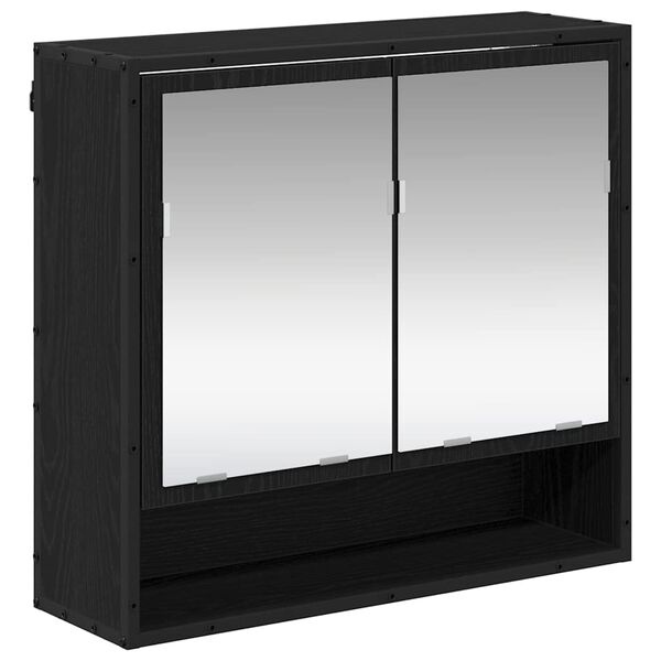 vidaXL Estante de pared con estante Roble Negro 65 x 20 x 60 cm